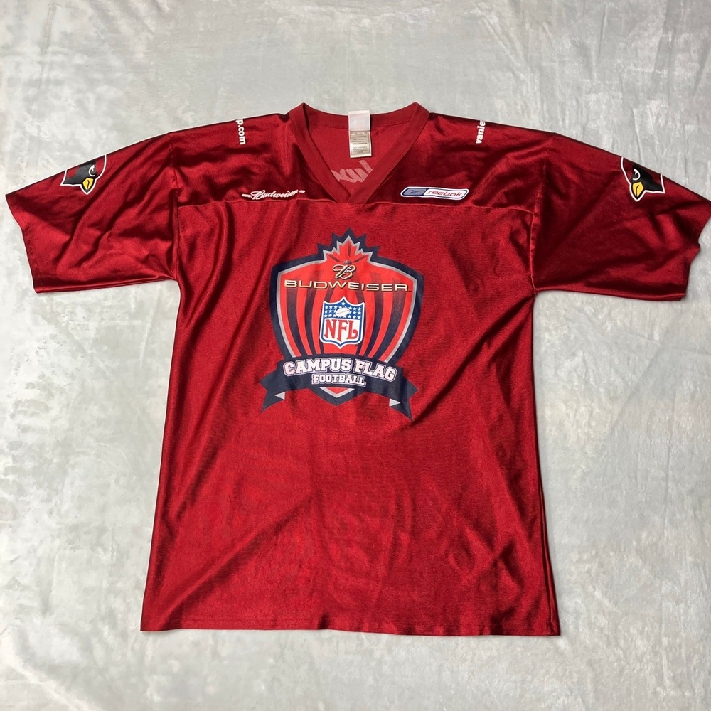 Arizona Cardinals Budweiser Promo Reebok Jersey NFL Campus Flag Football Mens L